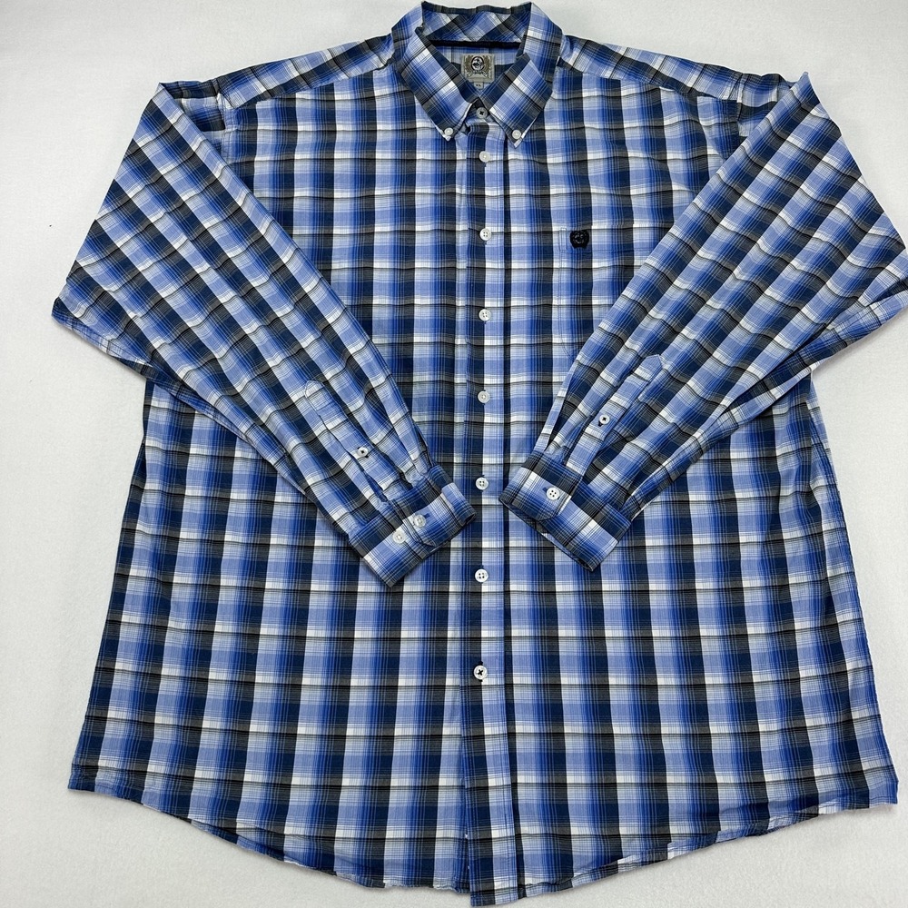 Cinch Shirt Mens XL Blue Plaid Long Sleeve Western Button Down Cowboy Rodeo